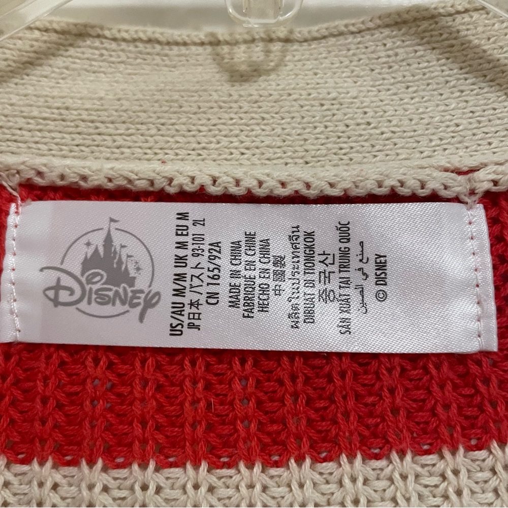 Disney Striped Cardigan with Minnie Mouse and Mickey shaped buttons size medium - Picture 4 of 8